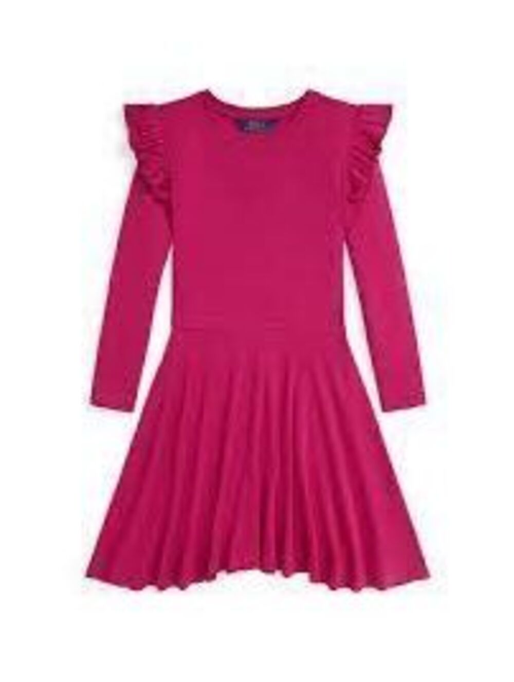 Girls long sleeved ruffled ribbed dress Madison pink
